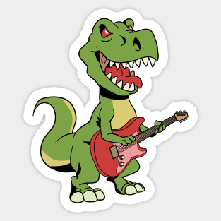 Cartoon TREX plays electric guitar Sticker